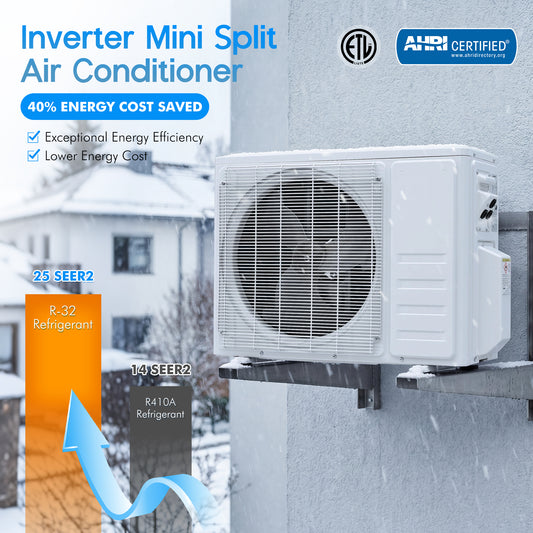 Multi-Zone Ductless Mini Split AC and Heating System (2 & 3 Zone)-2 Zone 20000 BTU (9k+9k)-WIFI