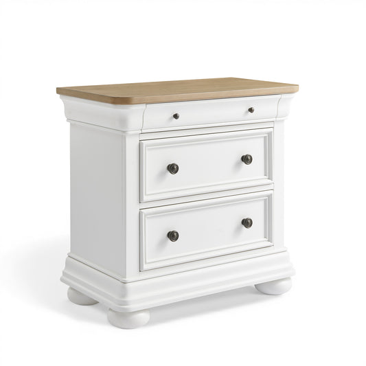 Bun Fully Assembly Wood Nightstand-26"-1PC-White Brown