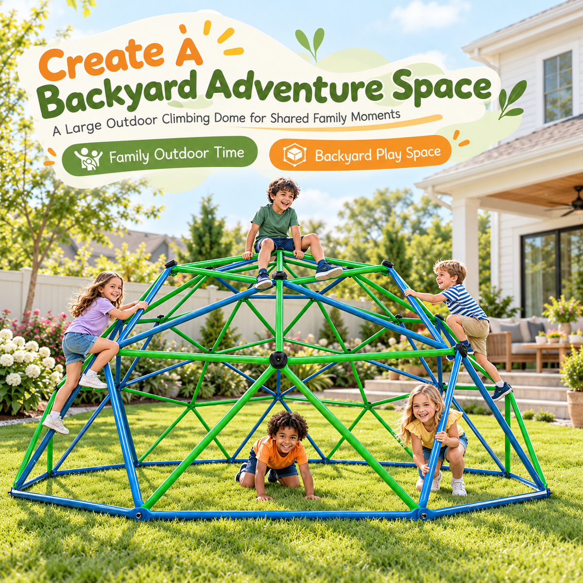 Outdoor Geometric Kids Jungle Gym-14*7 FT