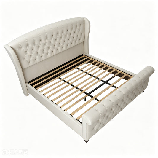 Bruco CaliforniaKing Upholstered Bed Frame-Cream