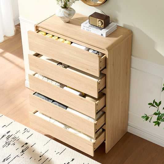 Garyon Modern 5-Drawer Storage Dresser _Light Oak