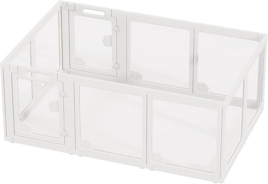 Pawsome Clear Acrylic Pet Playpen-10 PCS-White