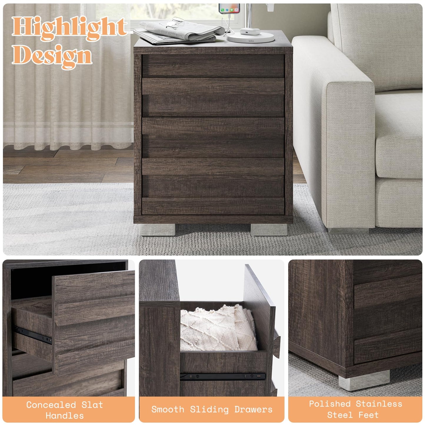 3 Piece Bedroom Set-Q-Grey
