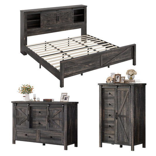 Alderman Farmhouse Storage Bedroom Set Amerlife Black Oak