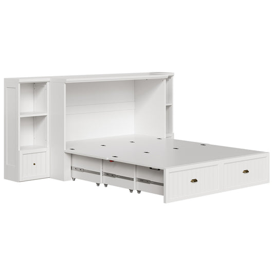 Slat Farmhouse Murphy Bed Amerlife Full / White
