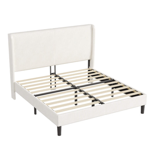 Clyvia Corduroy Upholstered Bed Frame-Full/Queen/King Amerlife
