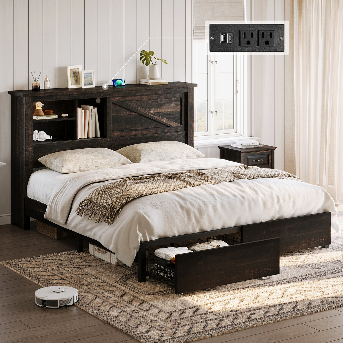 Huxley 47.2"H Storage Bed Frame Amerlife