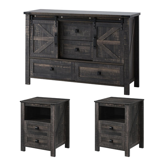 Marlowe Farmhouse Storage Set Amerlife Black Oak