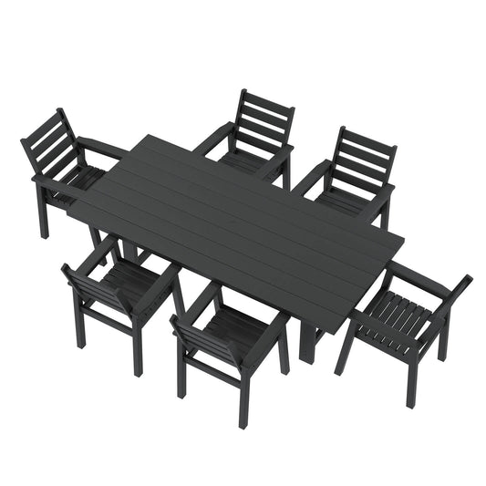 Beverly 7-Piece Outdoor Dining Table Set - Black