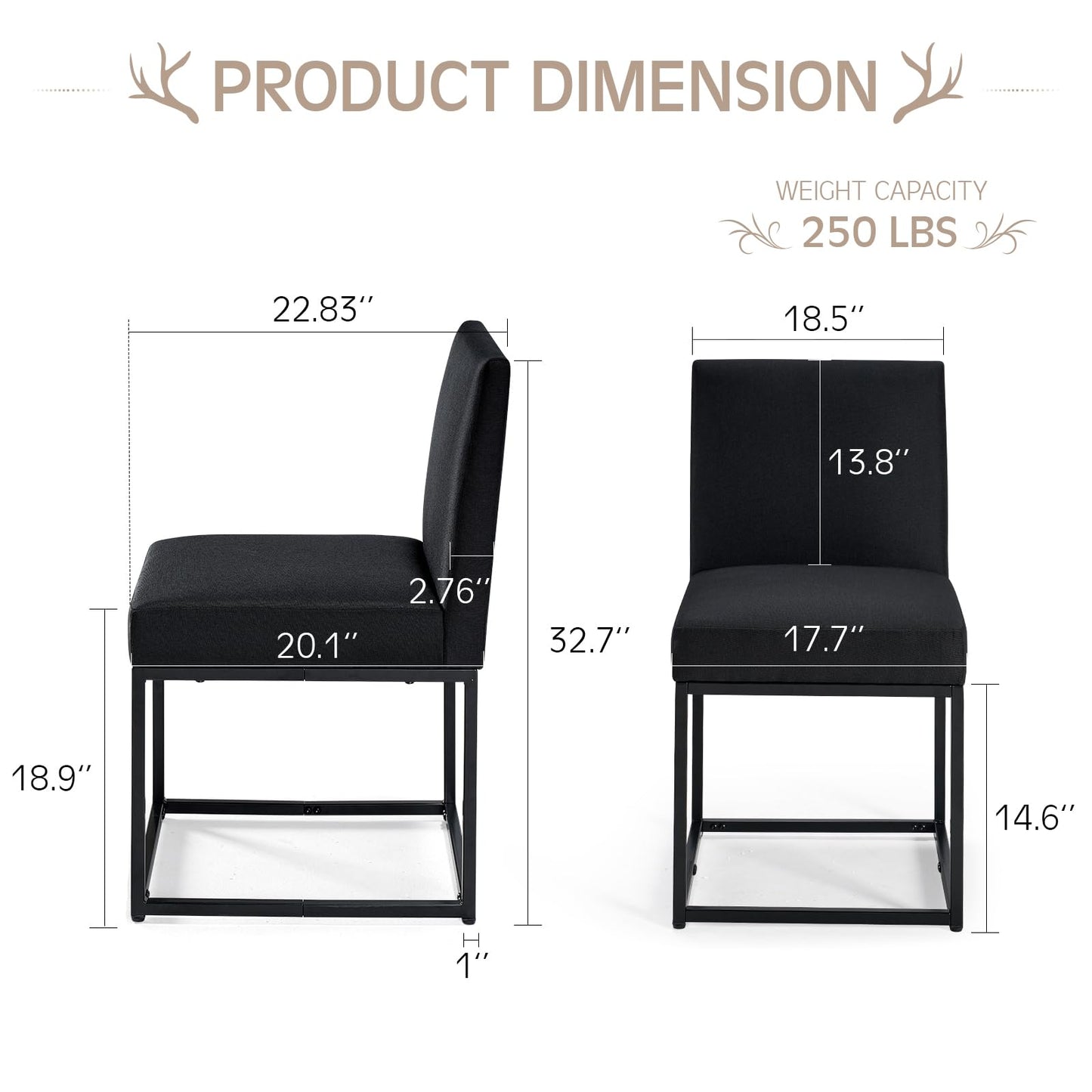 6-Piece Linen Dining Chairs Set - Black