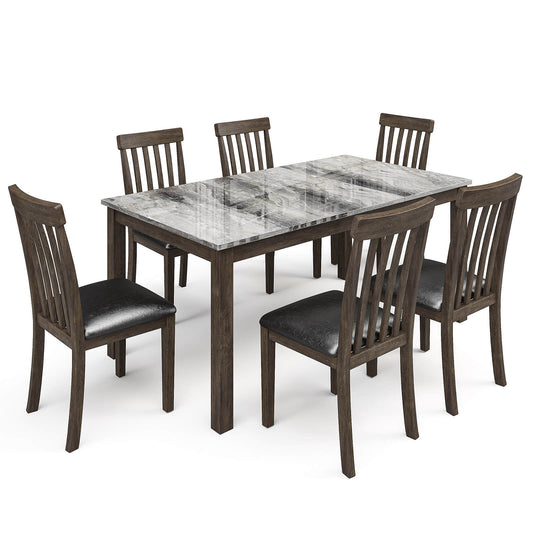 Clay 7-Piece Solid Wood Dining Table Set
