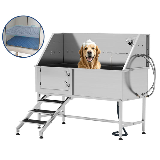 PawSpa Stainless Steel Dog Washing Station - Amerlife?-? 60-inch-Left-Ramp
