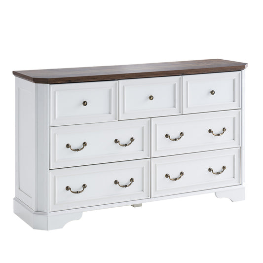 Somer 7-Drawers Dresser Bevel Shape - Antique White