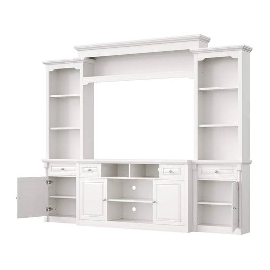 Cortina Rustic Wall Unit Entertainment Center Amerlife White