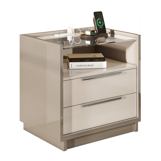 Kino Nightstands 23.6" High Gloss - Pair / White&Gray