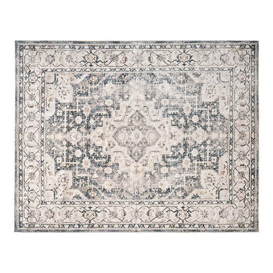 Vintage Distressed Floral Area Rug - LightBlue