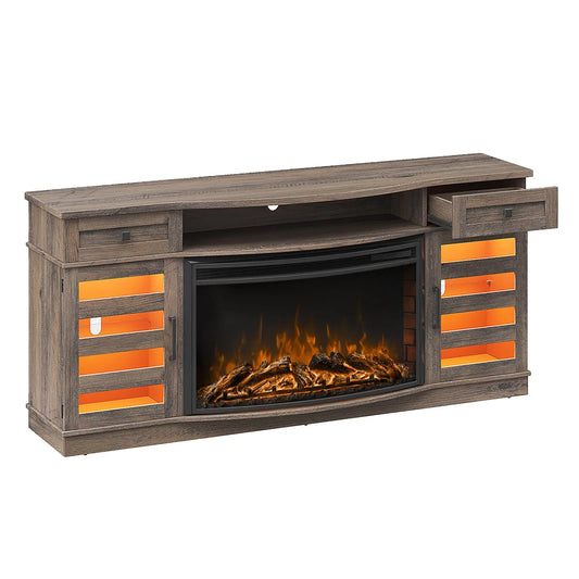 Travis 70" Fireplace TV Stand - Wash Gray