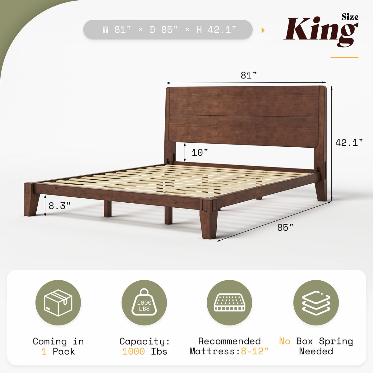 Quill Japanese Joinery Solid Wood Bed Frame-King-Dark Walnut