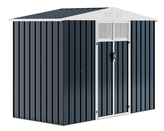Lark Metal Outdoor Storage Shed with Skylight Windows-8x4FT
