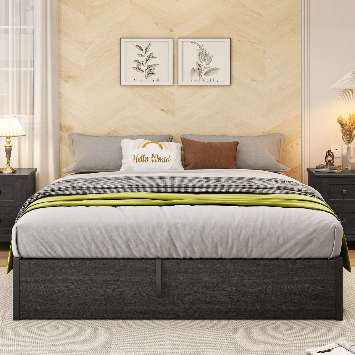 Lift-Up Storage Bed with No Headboard Amerlife