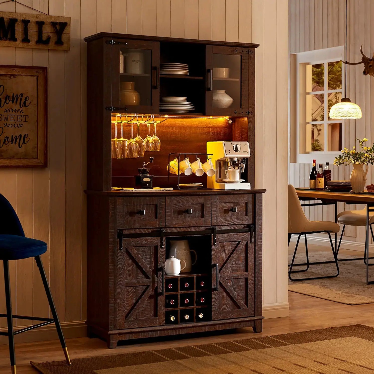 Bar Cabinet with Drawers Amerlife
