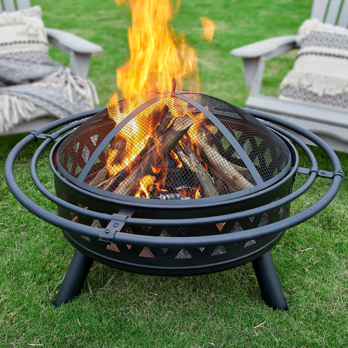 Fire Pit with Cooking Grate Amerlife