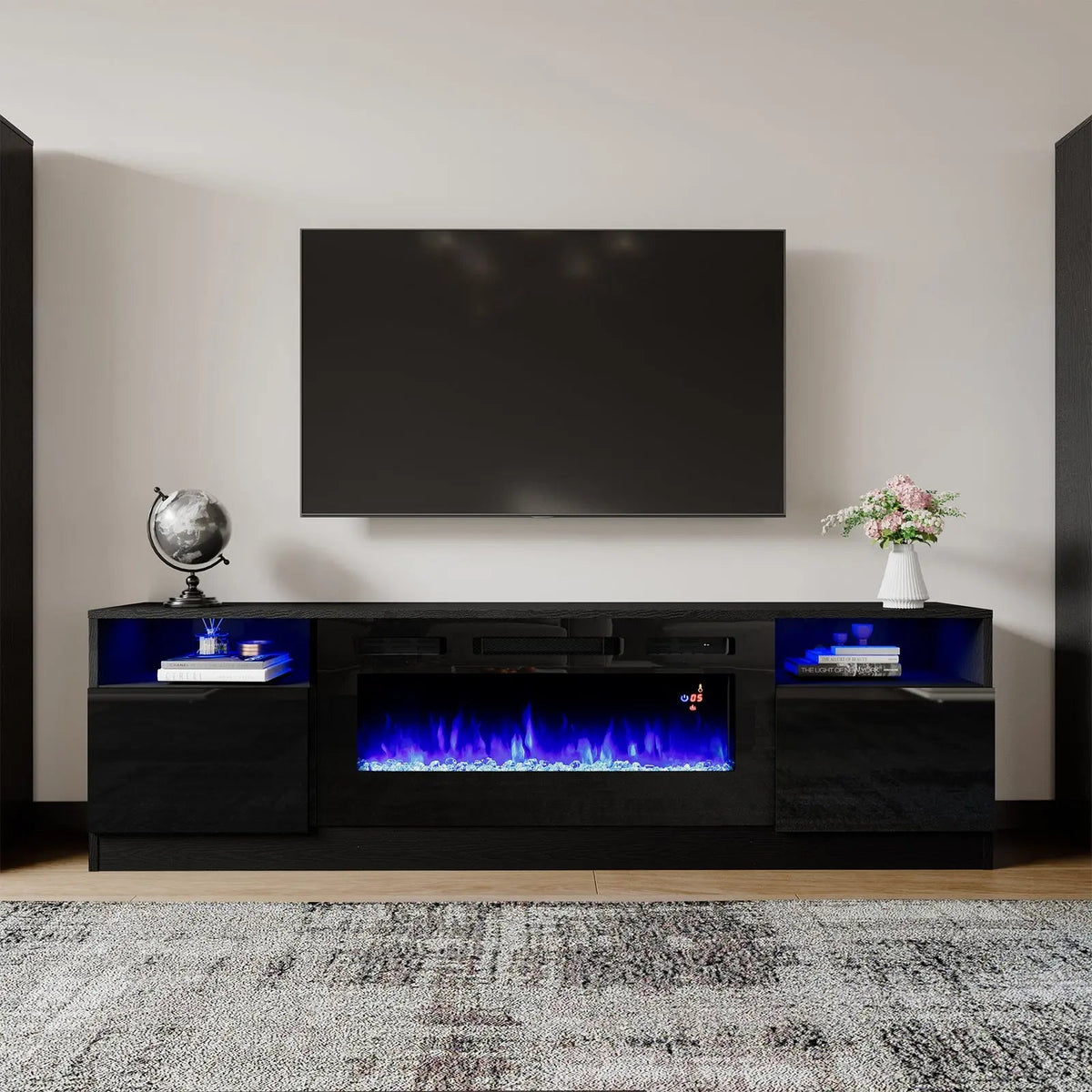 80-Inch TV Stand with Fireplace Amerlife