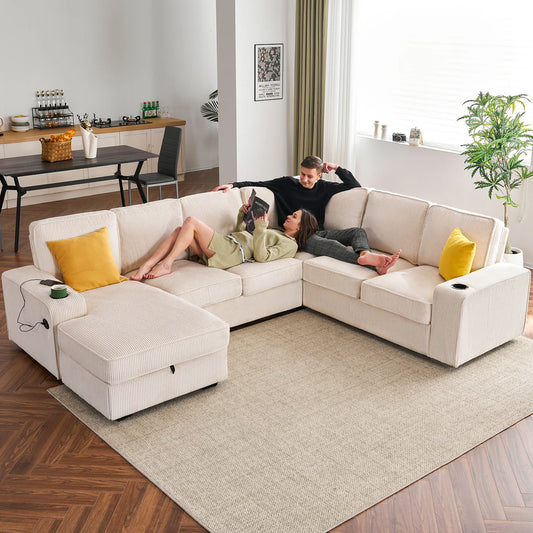 Amerlife Sectional Corduroy Sofas