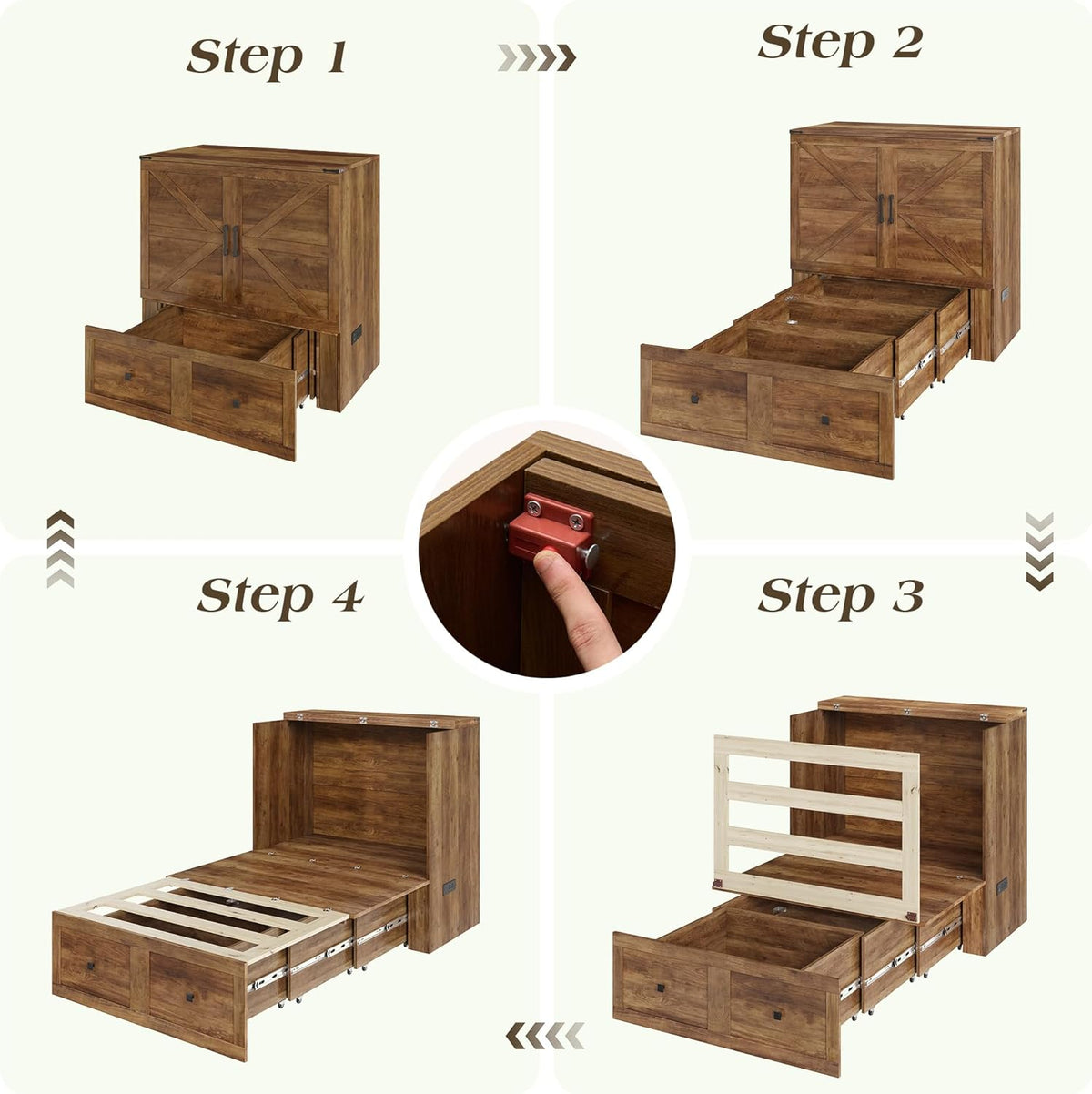 Colton Foldable Murphy Bed Amerlife Twin / Barnwood
