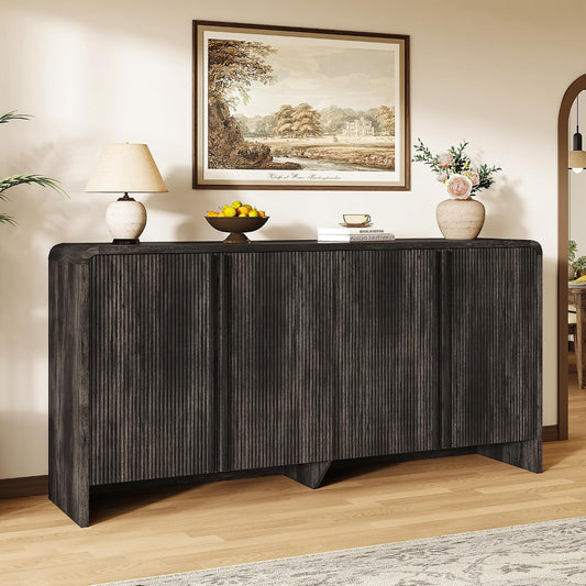 Sidra Fluted Buffet Cabinet Amerlife Black