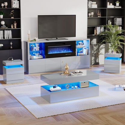 Nebula 68" Fireplace 5-Piece Living Room Set Amerlife 68“ / Grey
