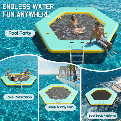 Nixie Inflatable Water Hammock-10*10FT / Hexagon / Green+Black