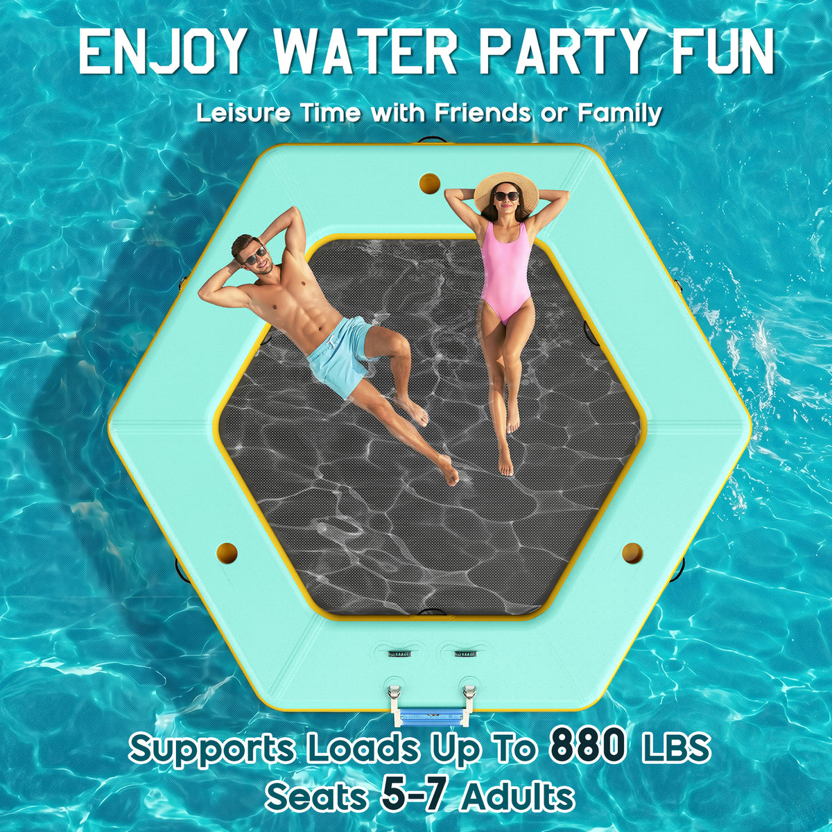 Nixie Inflatable Water Hammock-10*10FT / Hexagon / Green+Black