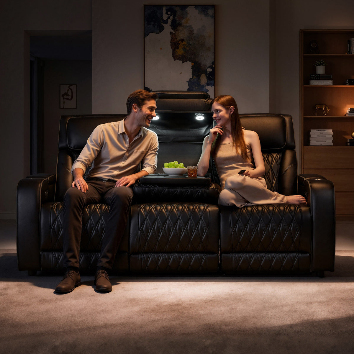 AMERLIFE Recliner Sofa with Zero Gravity, Home Theater Seating, Black