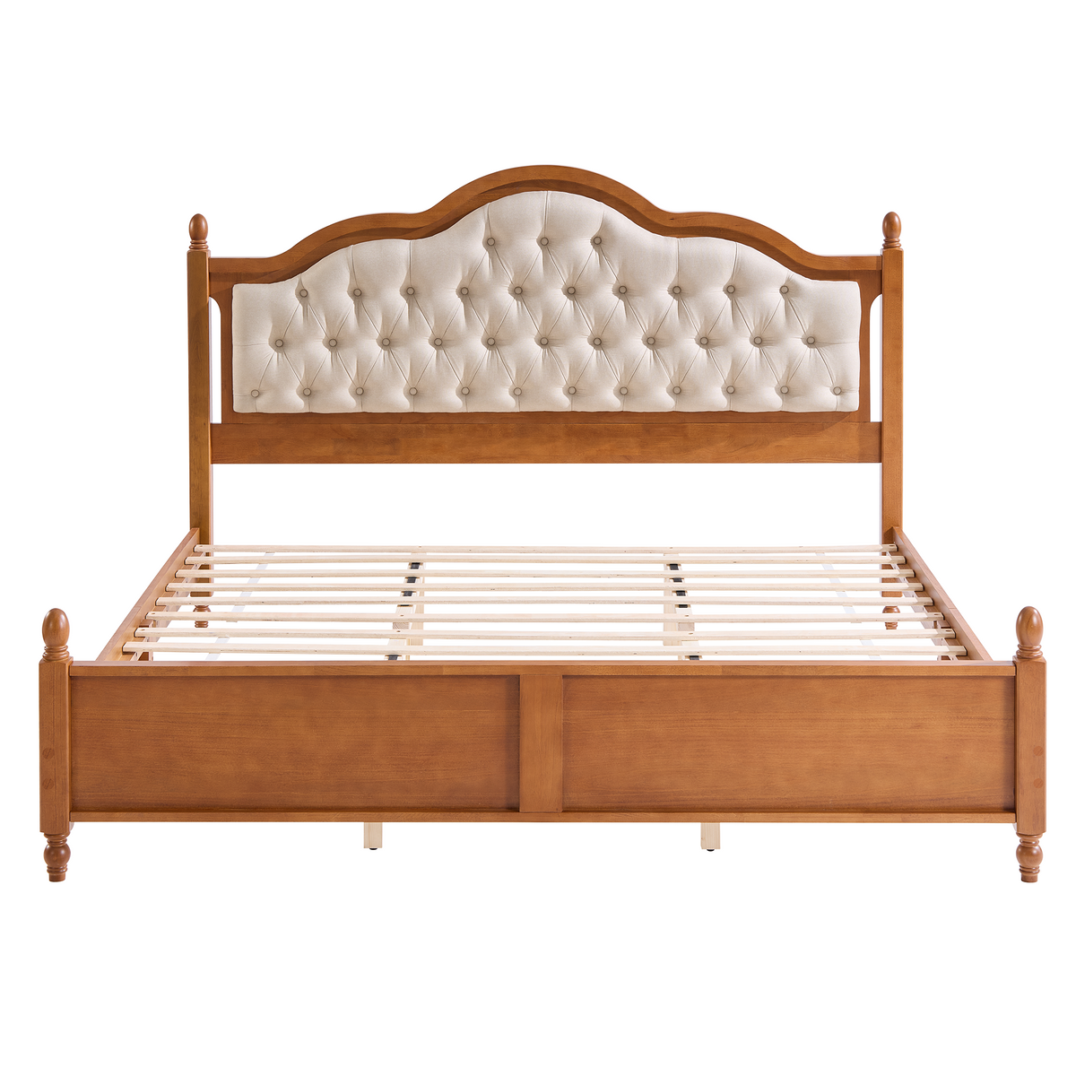 Astor Solid Wood Bed Frame with Upholstered Headboard