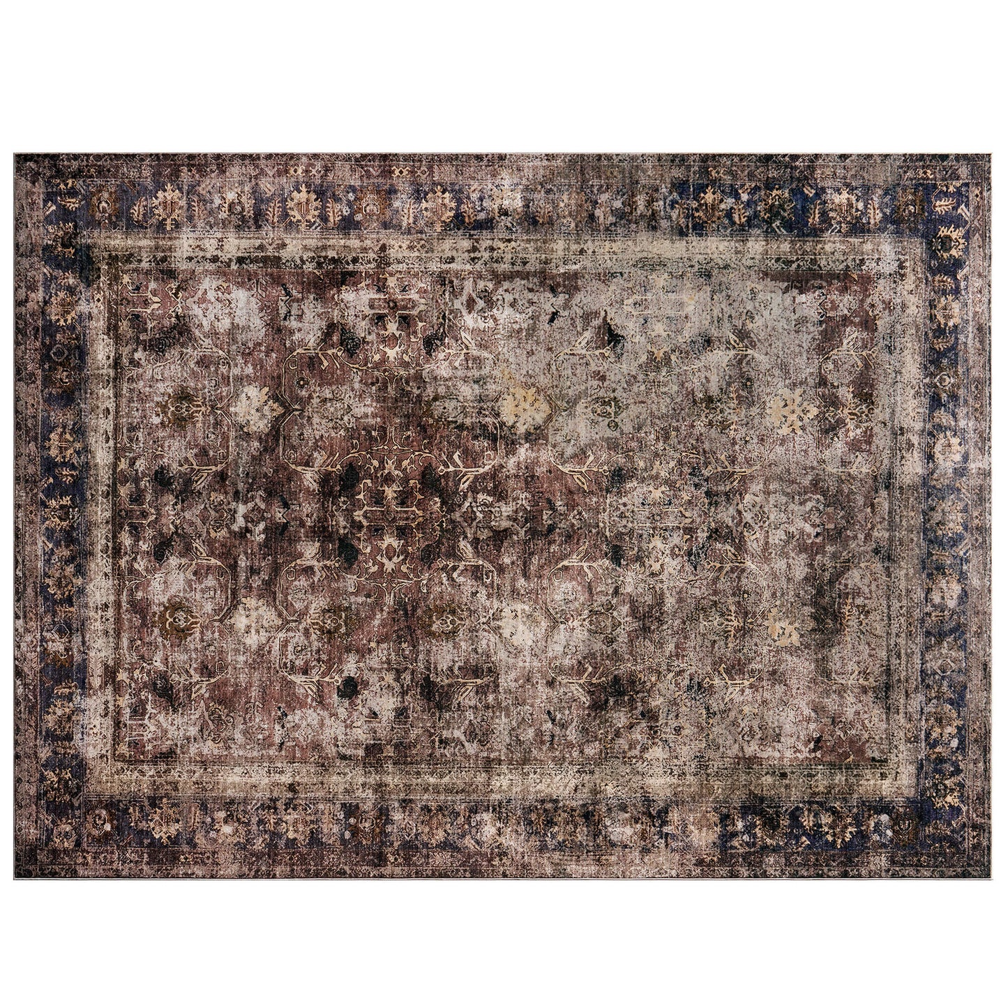 Machine Washable Vintage Area Rug - 8'10'RetroRed