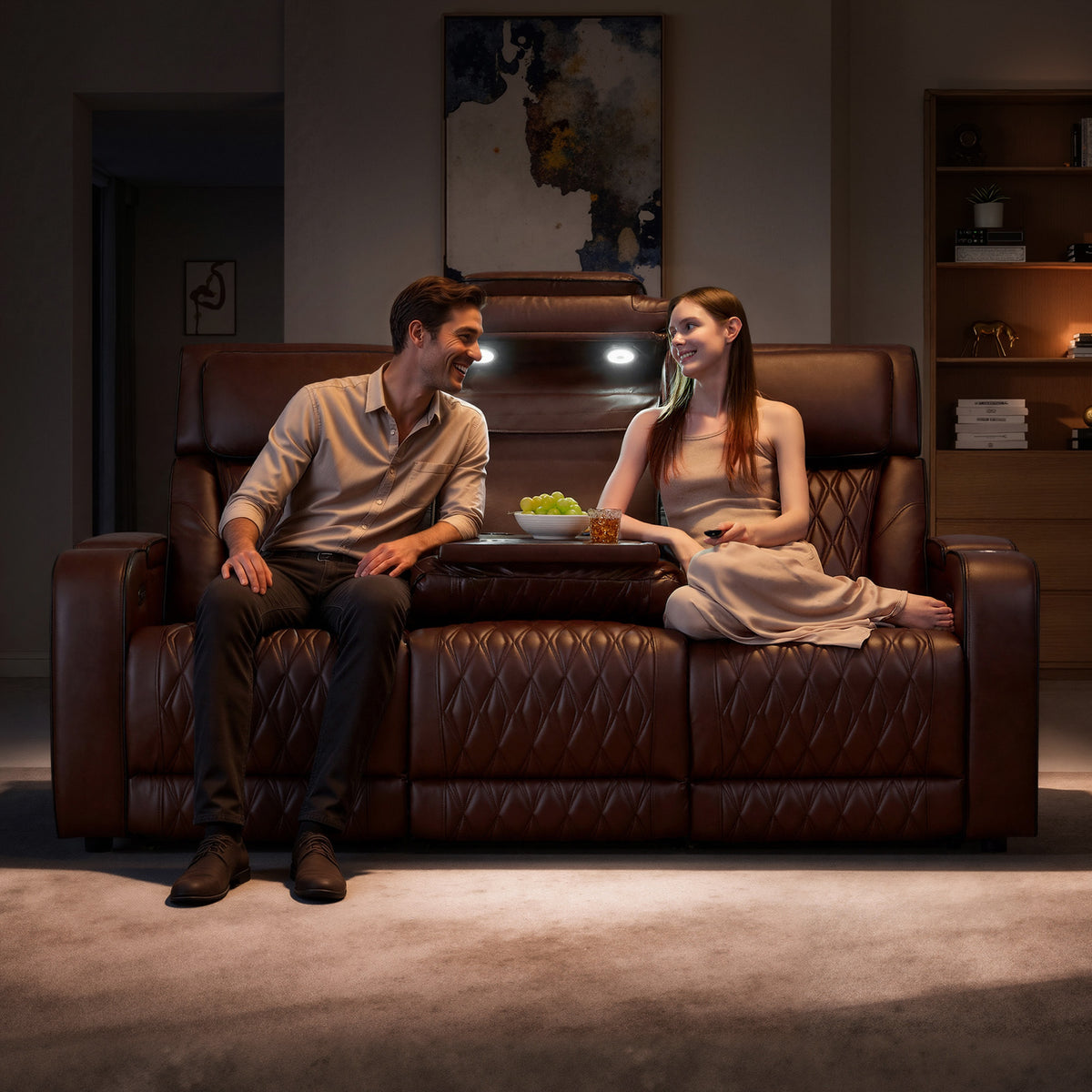 AMERLIFE Recliner Sofa with Zero Gravity, Home Theater Seating, Dark Brown