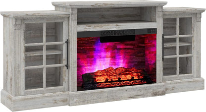 Everwood 70" Fireplace TV Stand Amerlife Rustic Grey