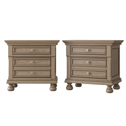 Bobbin Dark Solid Wood Nightstands Set-Warm Taupe-2-Piece Set