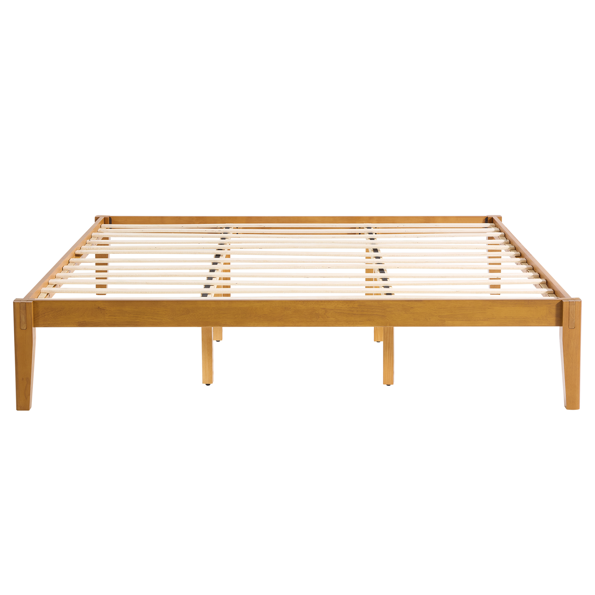 Quill Japanese Joinery Solid Wood Platform Bed Frame-Queen-Honey Brown