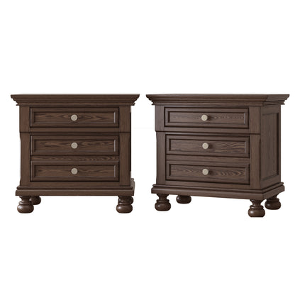 Bobbin Dark Solid Wood Nightstands Set-Dark Walnut-2-Piece Set