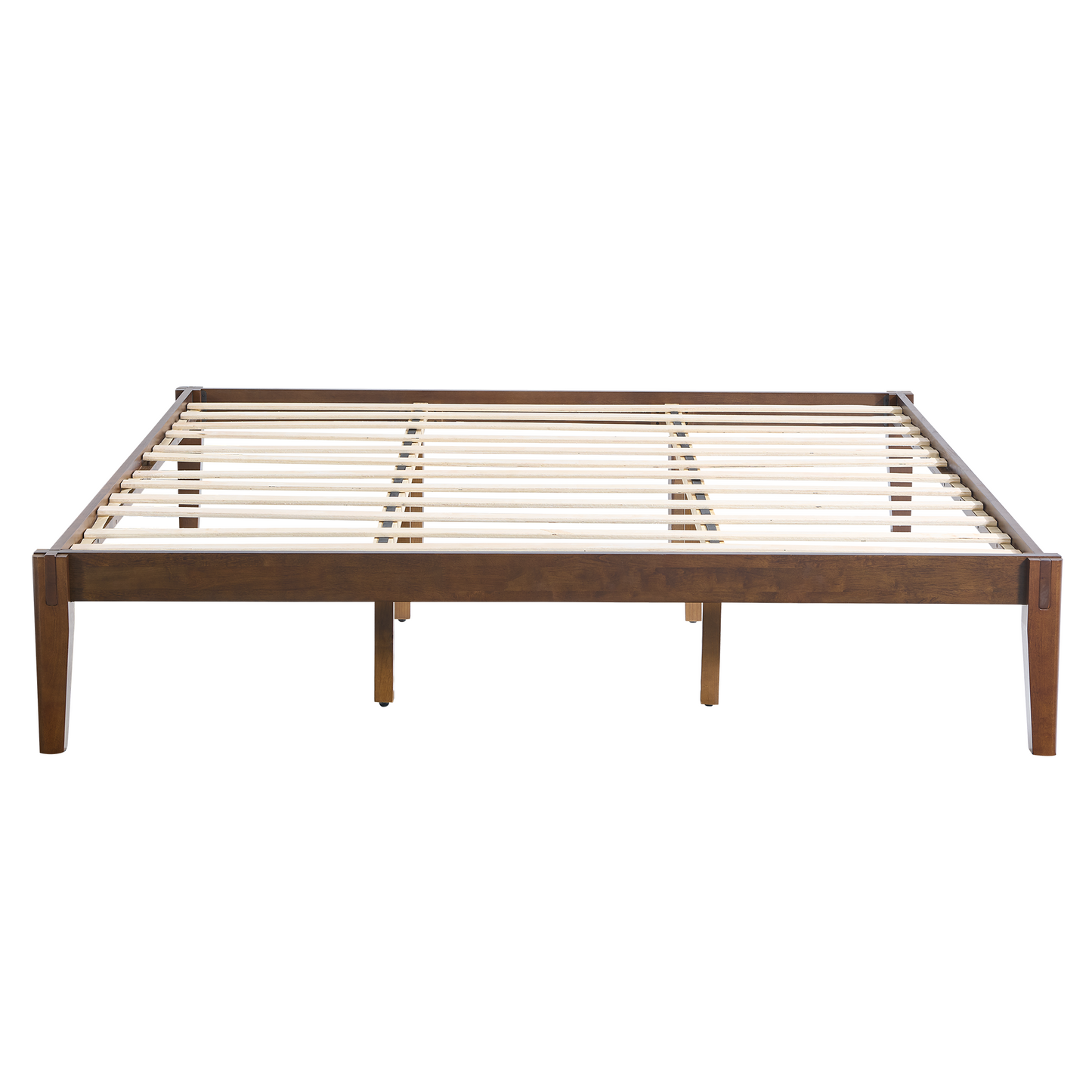 Quill Japanese Joinery Solid Wood Platform Bed Frame-Queen-Dark Walnut