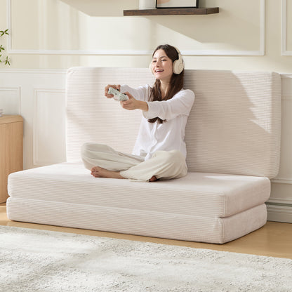 Fold 6-Inch Tri-Fold Folding Mattress-Full-Beige