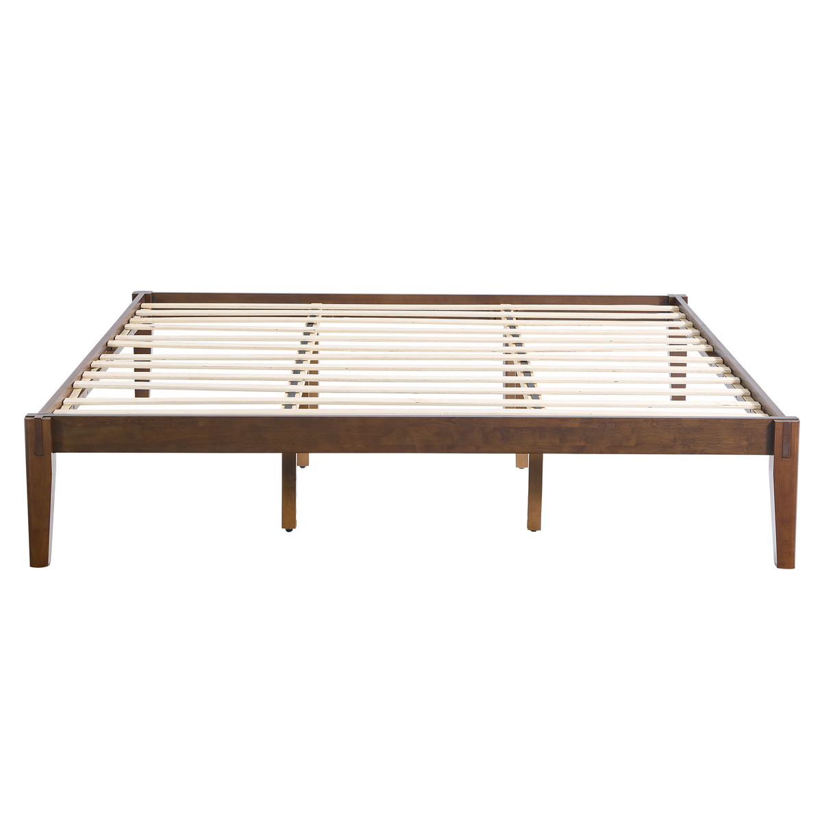 Quill Japanese Joinery Solid Wood Platform Bed Frame-Full-Dark Walnut