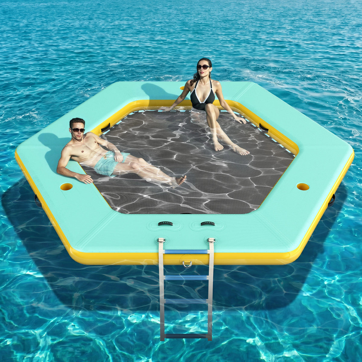Nixie Inflatable Water Hammock-12*12FT / Hexagon /Green+Black