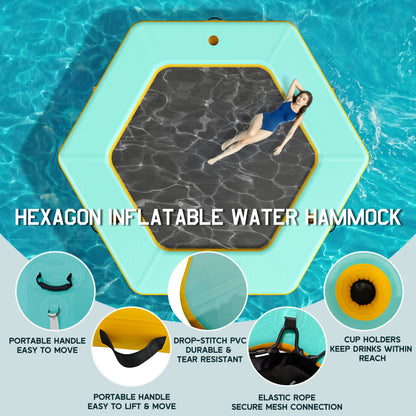 Nixie Inflatable Water Hammock-12*12FT / Hexagon /Green+Black