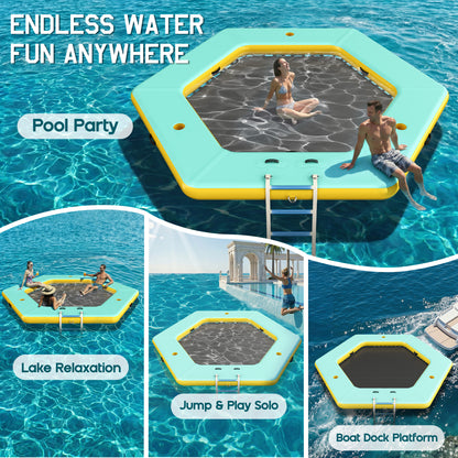 Nixie Inflatable Water Hammock-12*12FT / Hexagon /Green+Black