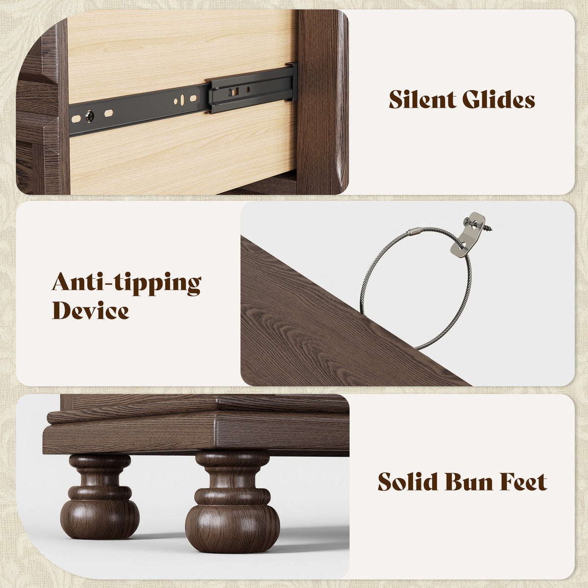 Bobbin Dark Solid Wood Nightstands-Dark Walnut-1 Piece