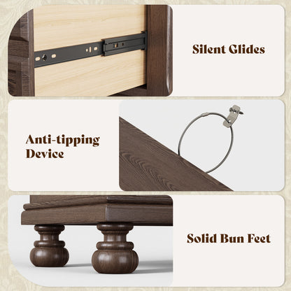 Bobbin Dark Solid Wood Nightstands-Dark Walnut-1 Piece