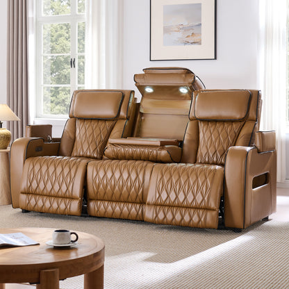 AMERLIFE Recliner Sofa with Zero Gravity, Home Theater Seating, Brown